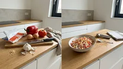 Surimi-Salat in 10 minuten: krabbensticks mit paprika, tomate und ei